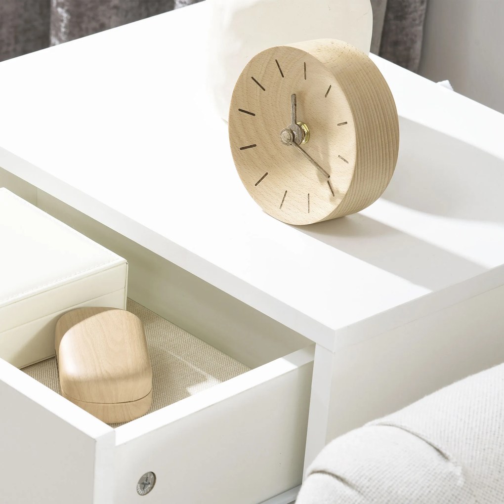 HOMCOM Set de 2 Noptiere pentru Dormitor cu Sertar, Pereche de Noptiere Moderne din Lemn, Măsuțe pentru Canapea, Living, Cameră de Zi și Dormitor, 40.5x30.5x60 cm, Culoare Stejar și Alb | Aosom Romania