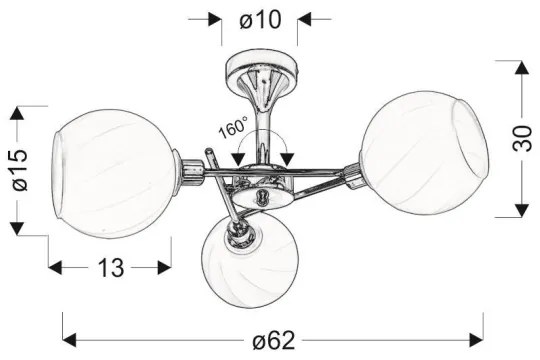 Lustră pe tijă RAUL 3xE14/40W/230V