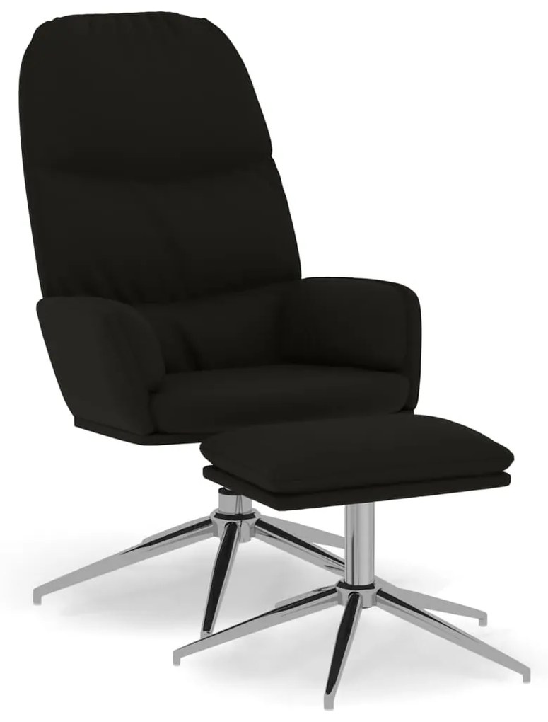 3097379 vidaXL Scaun relaxare cu taburet, negru, imitație piele întoarsă