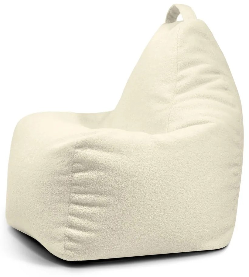 Fotoliu bean bag crem cu tapițerie din țesătură bouclé Play Amuse – SLOWDOWN