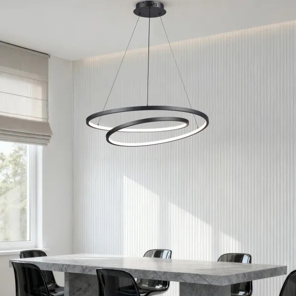 Brilagi-LED Lustră dimmabilă pe cablu TWISTER LED/75W/230V Ø 70 cm, negru + telecomandă