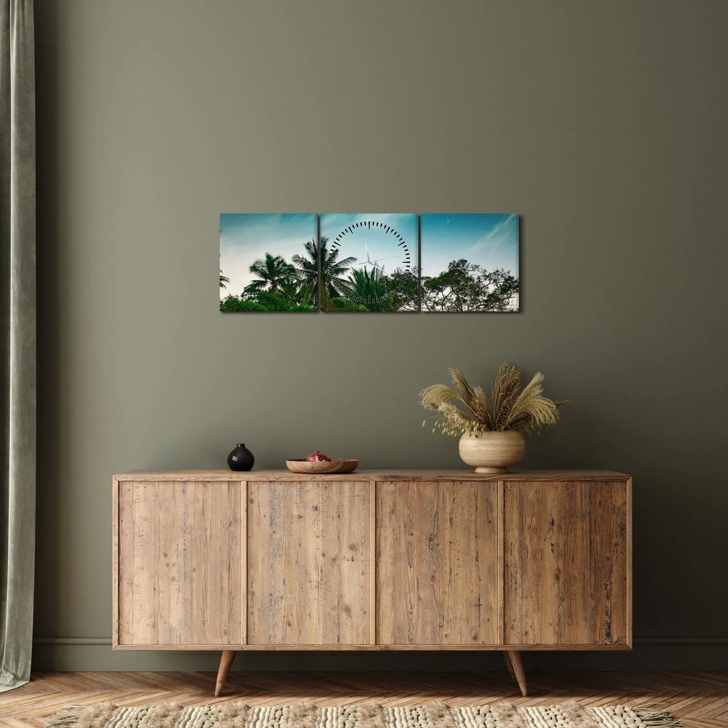 Tablou - palmierii (cu ceas) (90x30 cm)
