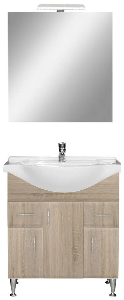 Mobilier complet de baie Bianca Prime 75, culoare stejar sonoma