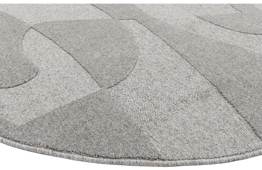 Covor gri rotund din lână ø 133 cm Morphic Botanica – Agnella