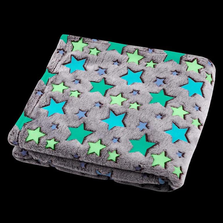 Pătură luminoasă din microfibră FILANTE-LICORNE stele 130 x 160 cm