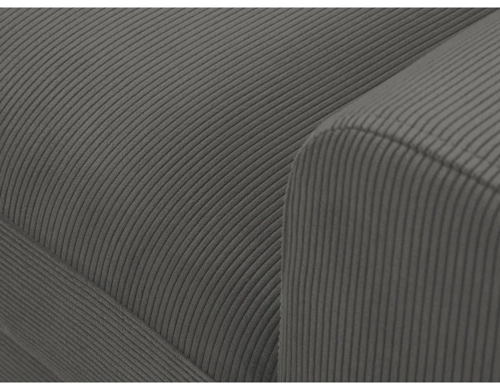 Colțar gri închis extensibil, cu spațiu de depozitare cu tapițerie din catifea reiată (cu colț pe partea stângă, cu șezlong) Kyoto – Cosmopolitan Design