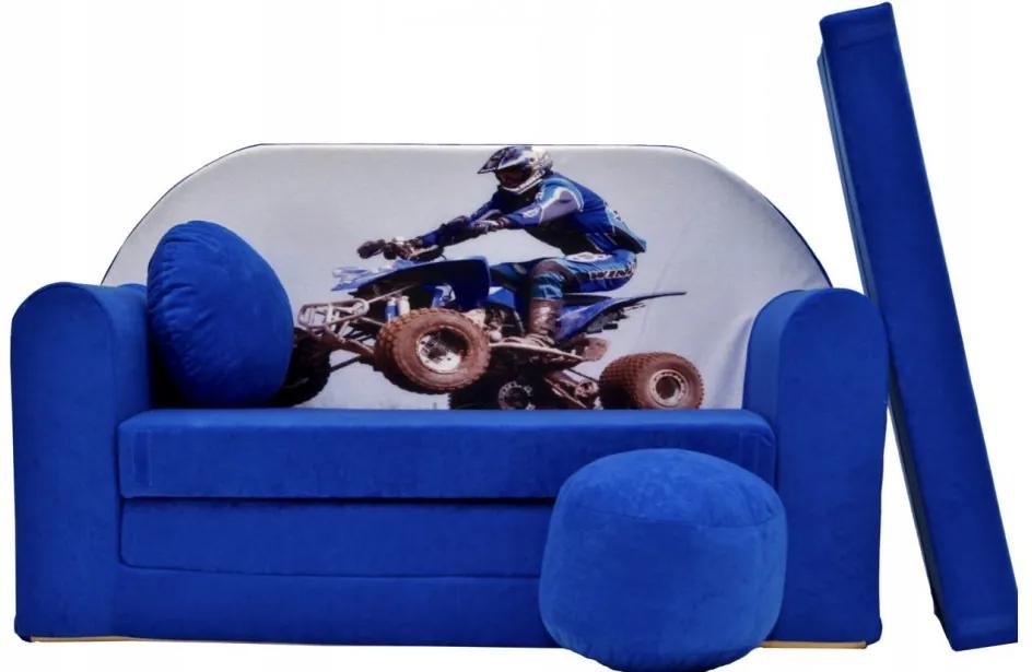Canapea albastră pentru copii 98 x 170 cm Quad bicicletă