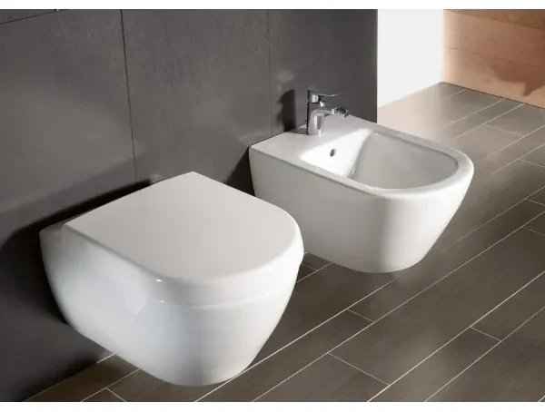 Pachet vas WC rimless suspendat + bideu suspendat, Villeroy&Boch Subway 2.0, DirectFlush, cu capac WC inchidere lenta