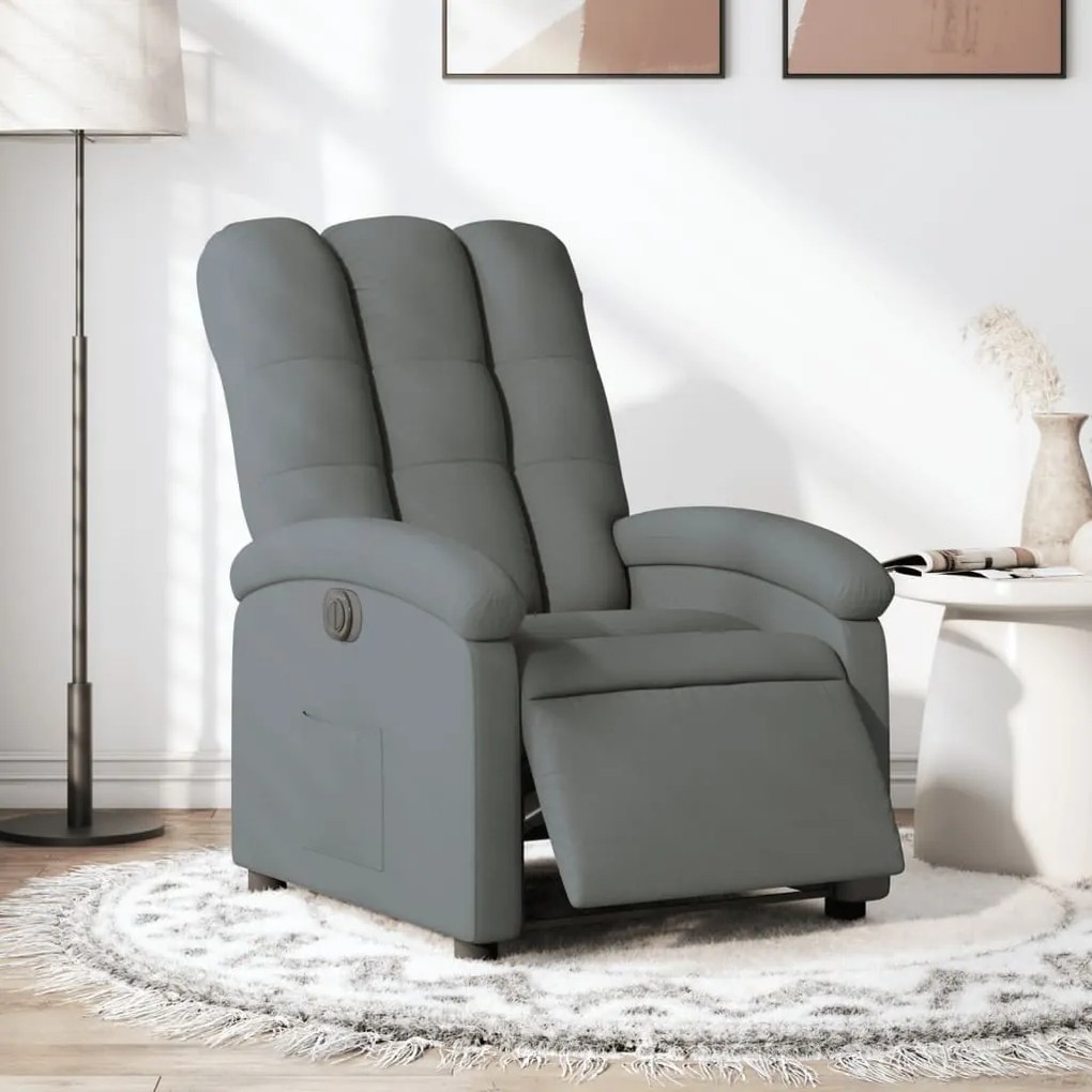 vidaXL Fotoliu rabatabil electric, gri închis, material textil