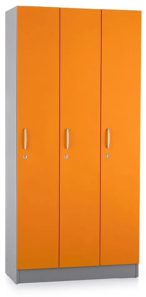 Dulap din lemn Visio LUX - 3 compartimente, 90 x 42 x 190 cm, portocaliu
