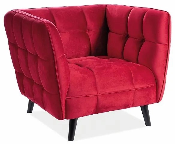 Fotoliu Tapitat Castello 1, Catifea Bordo Bluvel 59 / Wenge