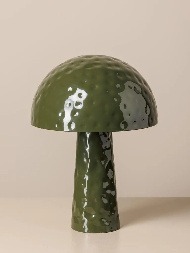 Lampa de masa, din metal, verde, forma de ciuperca, Bossue