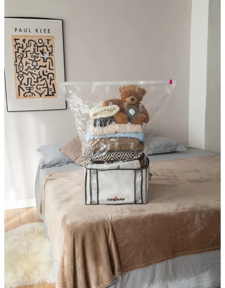 Cutie de depozitare pentru haine din material textil cu vacuum/cu pereți întăriți 42x25x25 cm Life – Compactor