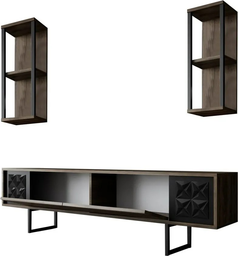 Măsuță TV cu rafturi Line Walnut and Black