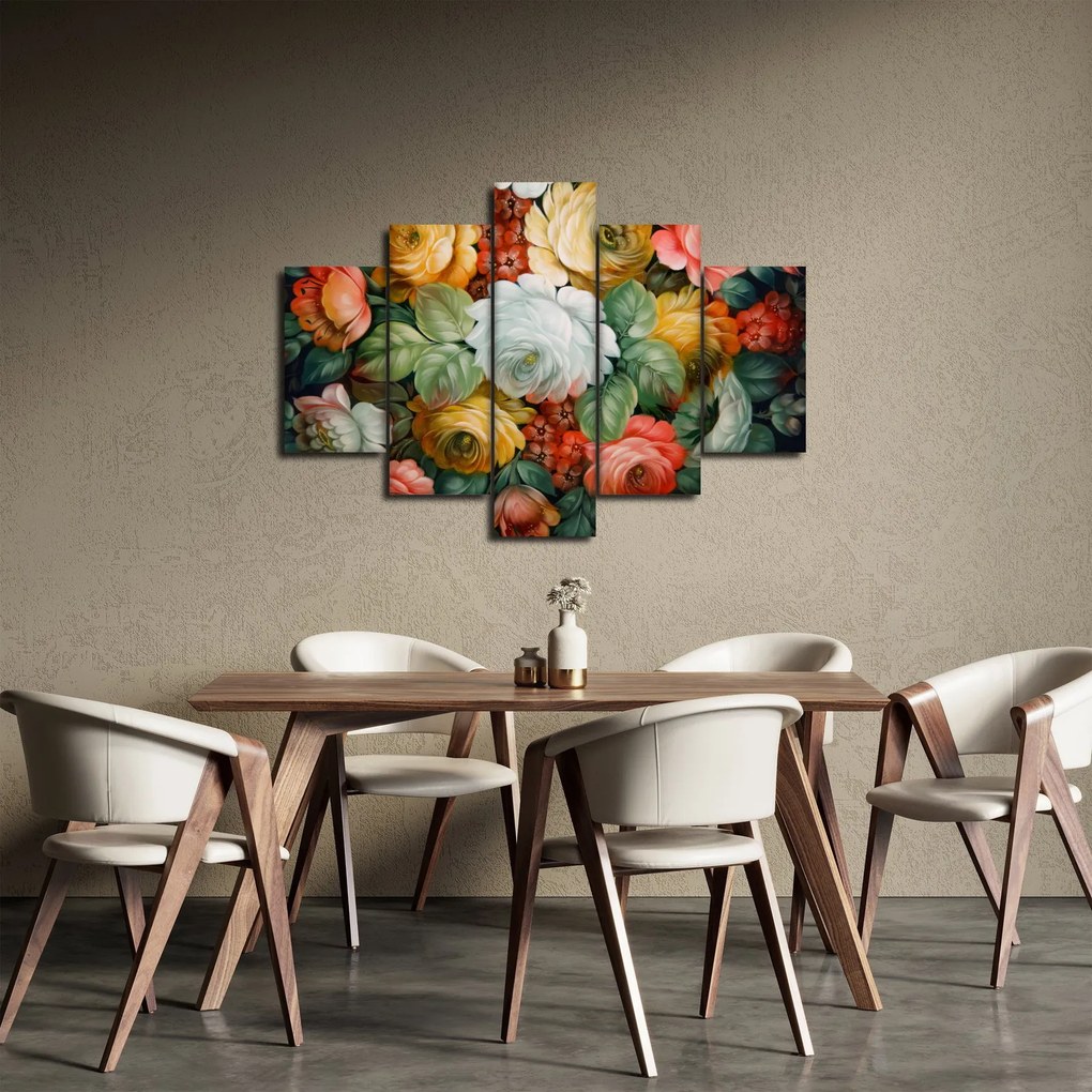 Tablou cu buchet pictat de flori (150x105 cm)