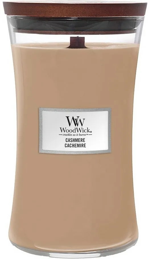 Lumânare parfumată vază mare WoodWick Cashmere,609 g