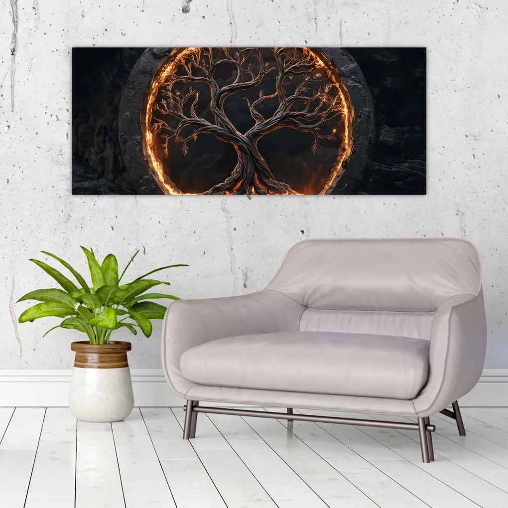 Tablou – Arborele vieții în lavă I. (120x50 cm)