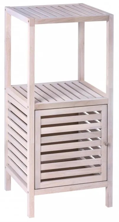 Etajera baie si hol Norway Natural White, Wenko, 3 rafturi, 39.5x86x35.5 cm, lemn de nuc, natur