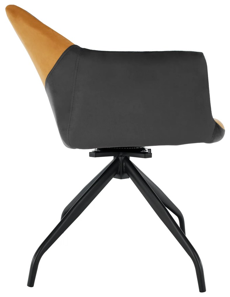 Scaun pivotant, gri, ţesătură de catifea camel / negru, RATOKO