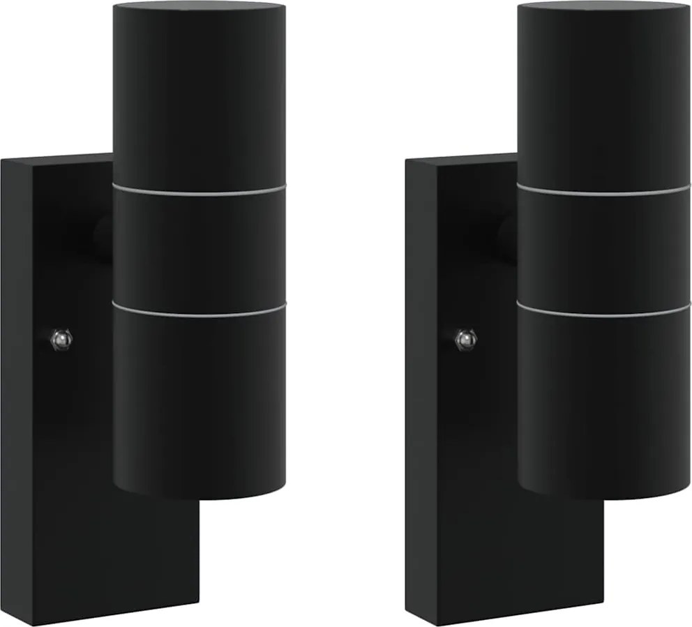 vidaXL Lumină de perete pentru exterior 2 pcs Negru 7 x 10 x 22 cm
