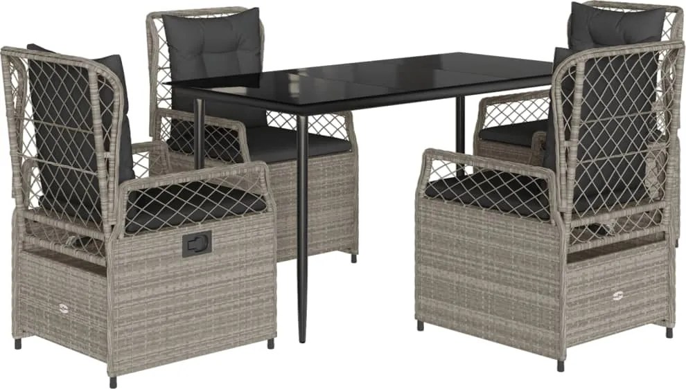 vidaXL Set mobilier de grădină cu perne, 5 piese gri deschis poliratan