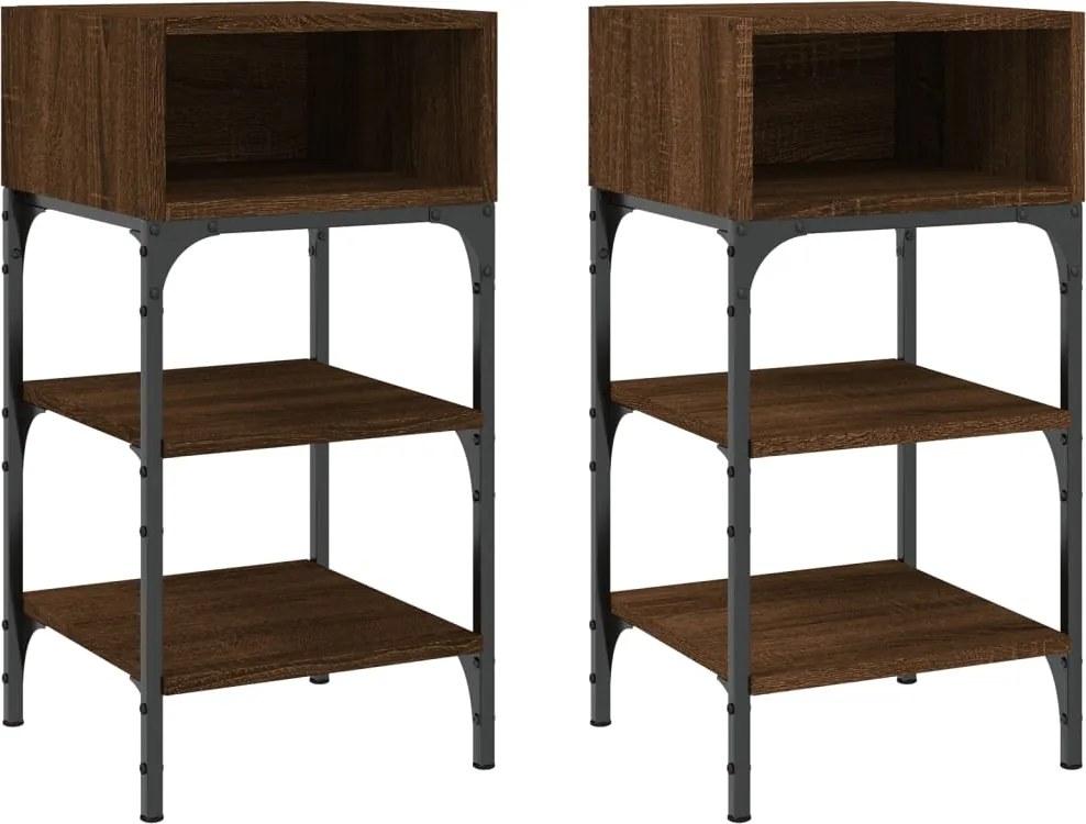 vidaXL Noptiere, 2 buc., stejar maro, 35x34,5x70 cm, lemn compozit