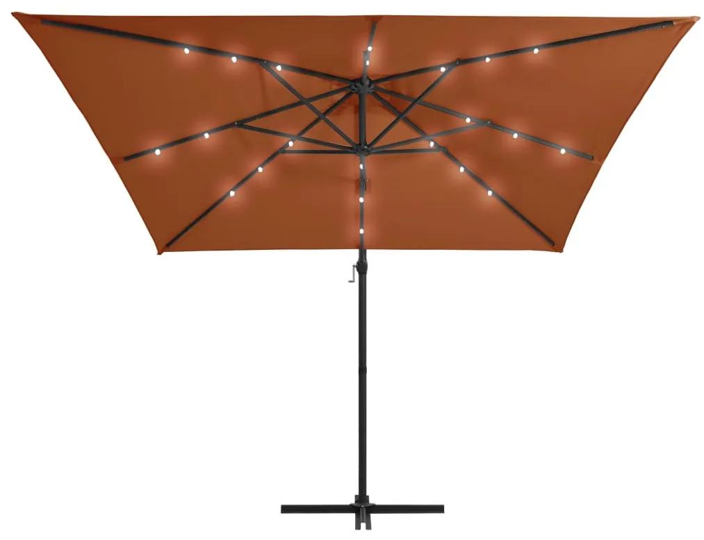 Umbrela suspendata cu LED-uri, caramiziu, 250x250 cm Terracota, 250 x 250 cm
