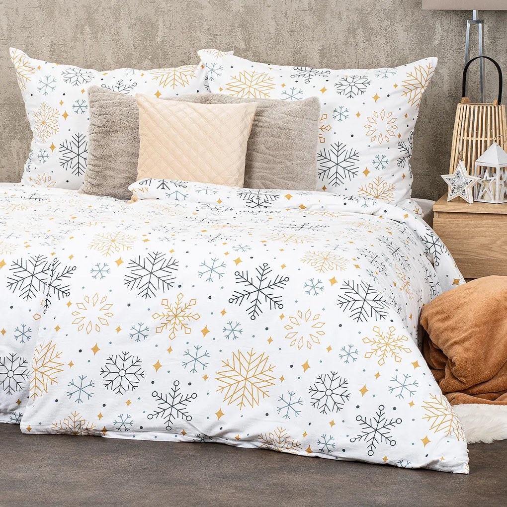 Lenjerie de pat din flanel 4Home Frostysnowflakes, 220 x 200 cm, 2 buc. 70 x 90 cm