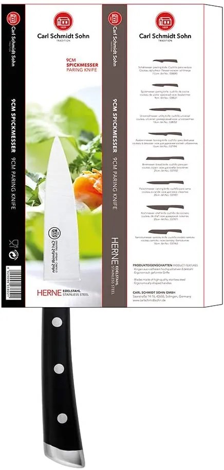 Cutit de curatat Herne, Carl Schmidt Sohn 038021 ,9 cm, maner negru, cutie cadou
