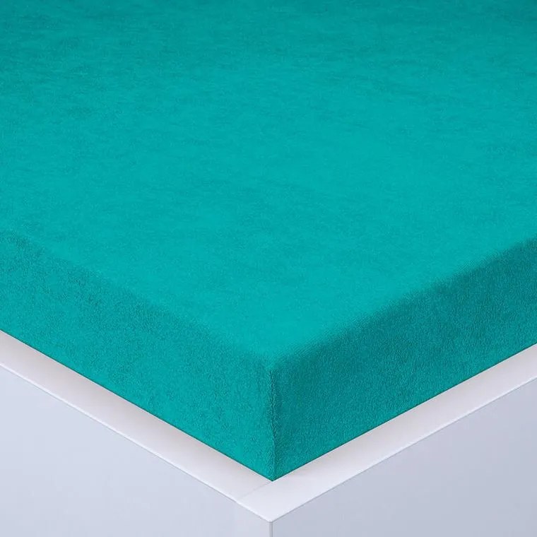 decoDoma Cearşaf cu elastic frotir EXCLUSIVE verde turcoaz 180 x 200 cm
