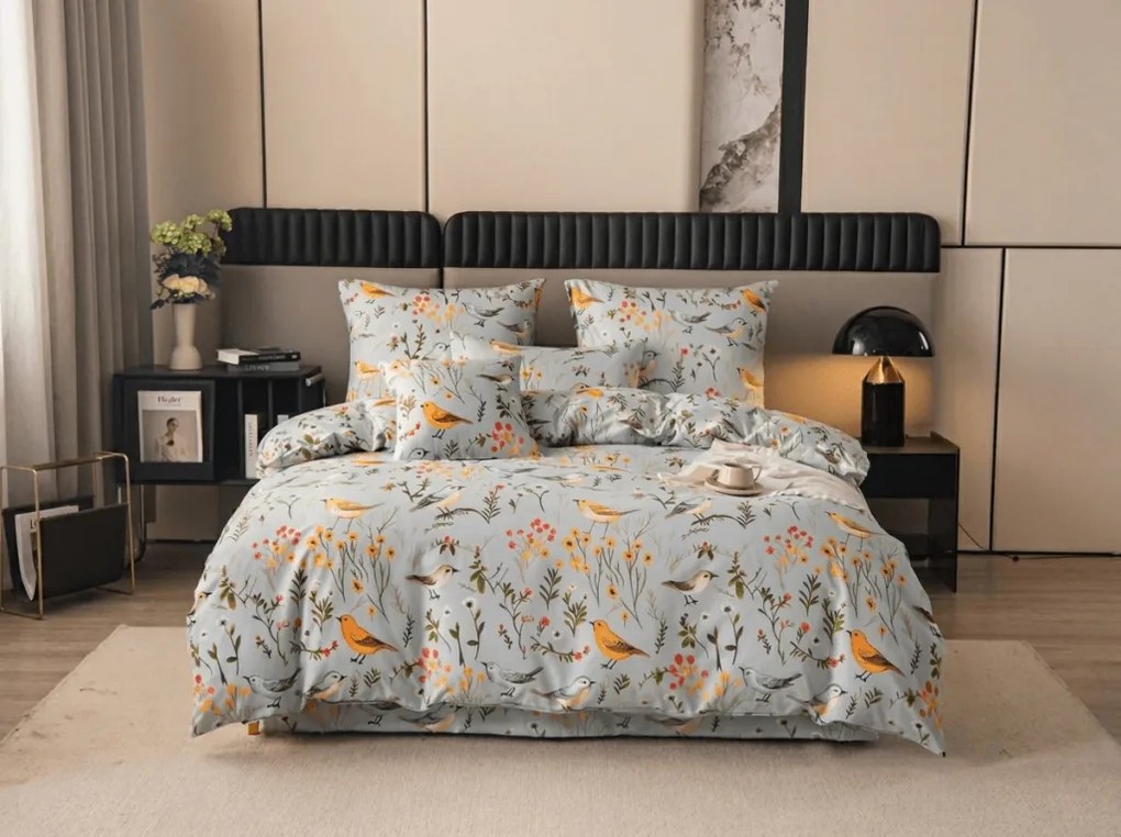 Lenjerie de pat din microfibra SPRING BIRDS colorat Dimensiune lenjerie de pat: 2 buc 70 x 90 cm | 200 x 220 cm