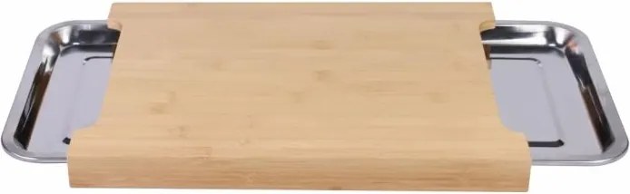 Tocător din bambus, cu tavă de scurgere din aluminiu, 40 x 2