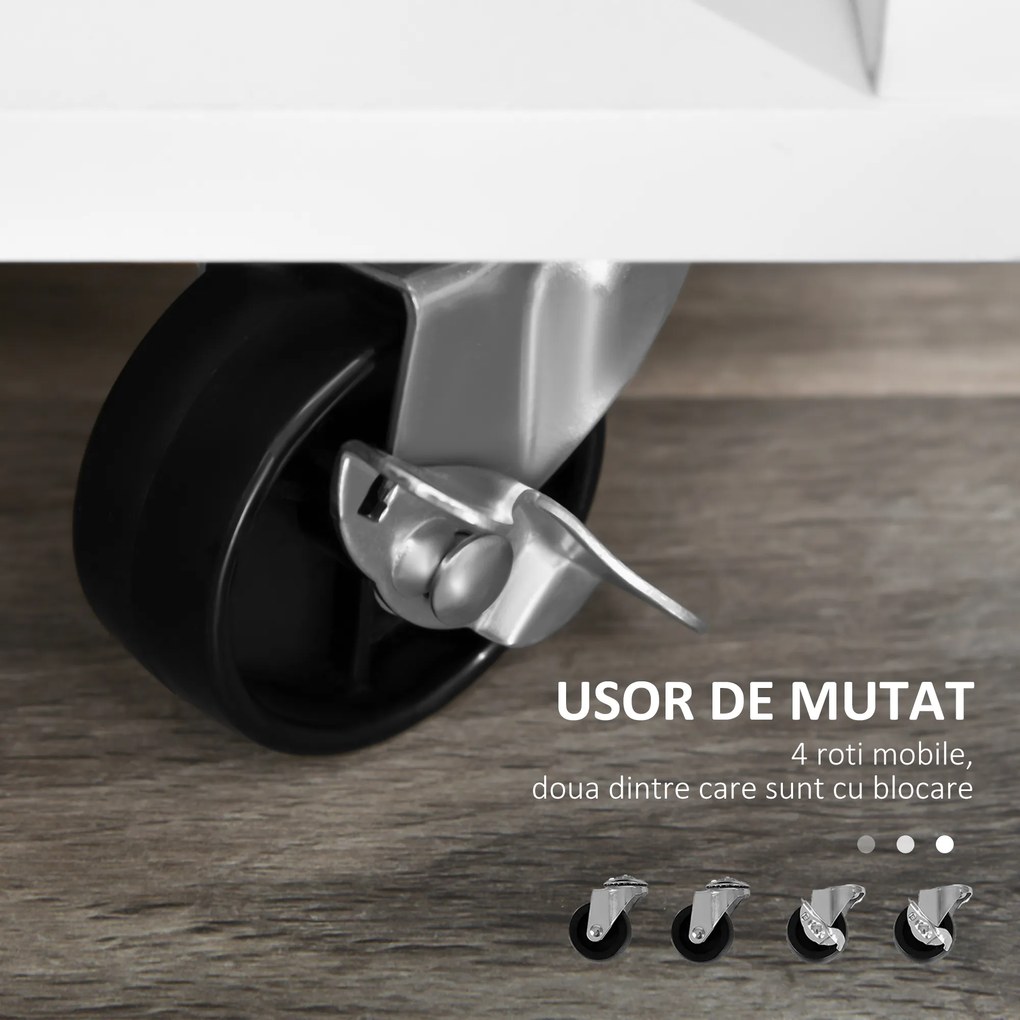 HOMCOM Suport Imprimantă cu Sertare Dulapior Multifuncțional Spațiu de Stocare pentru Birou și Acasă Design Modern Alb | Aosom Romania