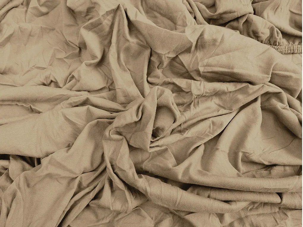 Cearsaf Jersey EXCLUSIVE cu elastic bej 200 x 220 cm