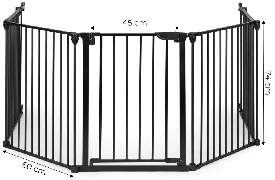 Balustradă de siguranță 5 panouri 60 cm metal negru