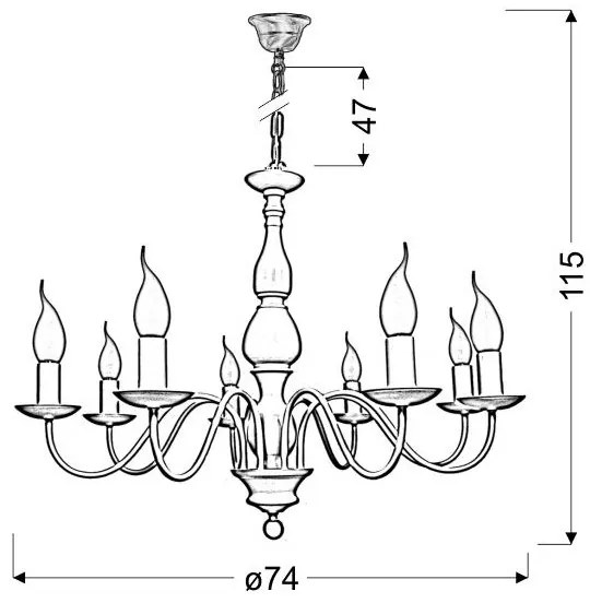 Lustră pe lanț BELLAGIO 8xE14/40W/230V
