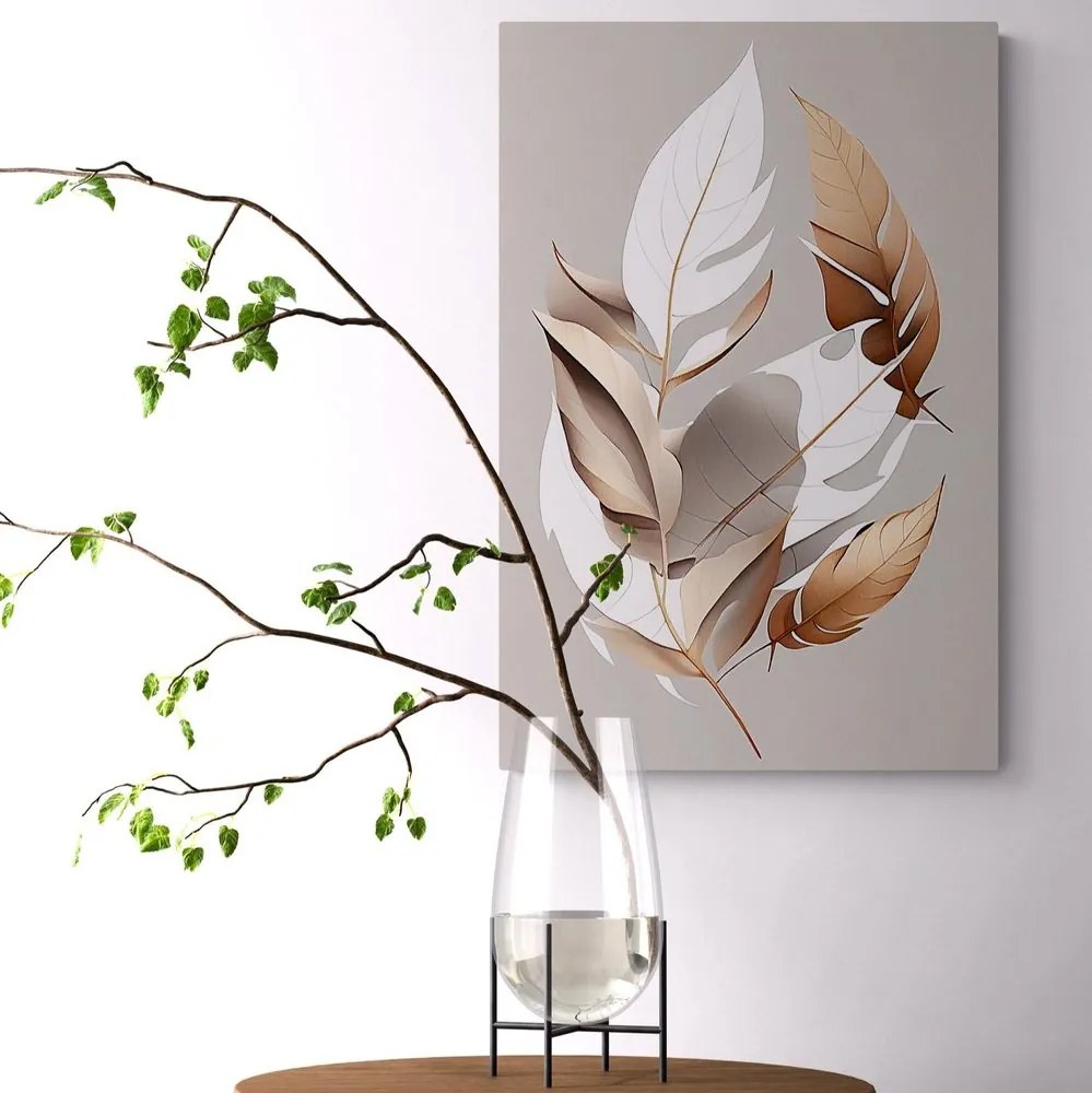 Tablou frunze minimaliste de cupru