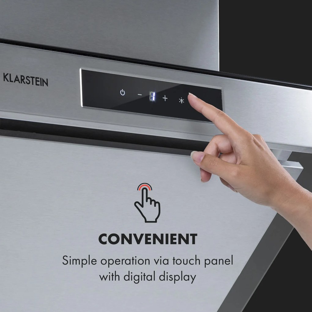 Klarstein Balzac Silent 60, hotă, 250 W, 3 niveluri de putere, 604 m³ / h, LED, EEK A