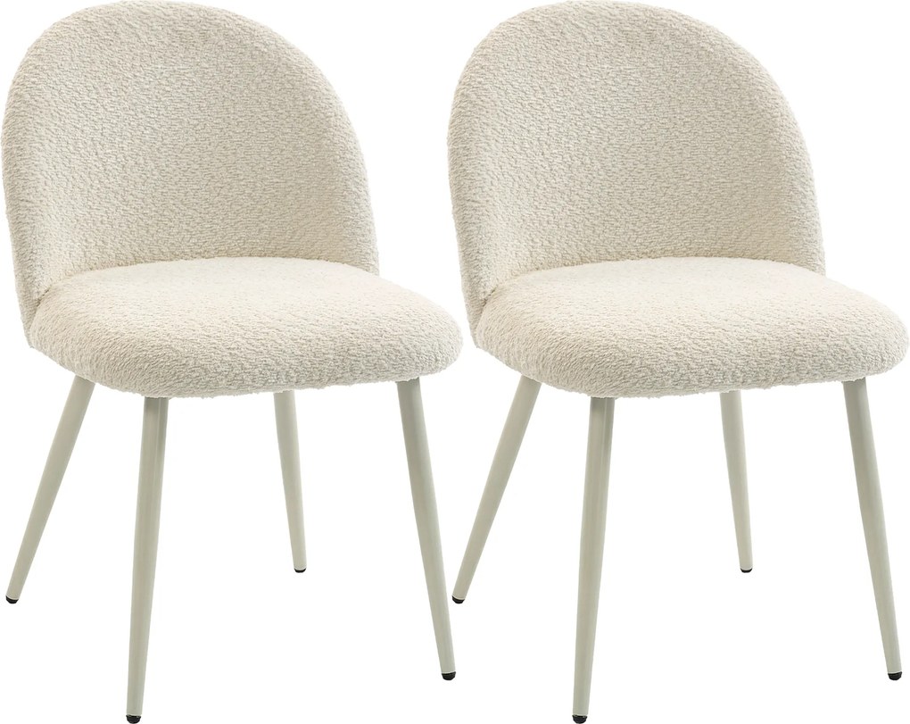 HOMCOM Scaune dining, scaune bucătărie, moi tapițate cu Chenille, 50,5 x 57,5 x 78,5 cm, crem | Aosom Romania