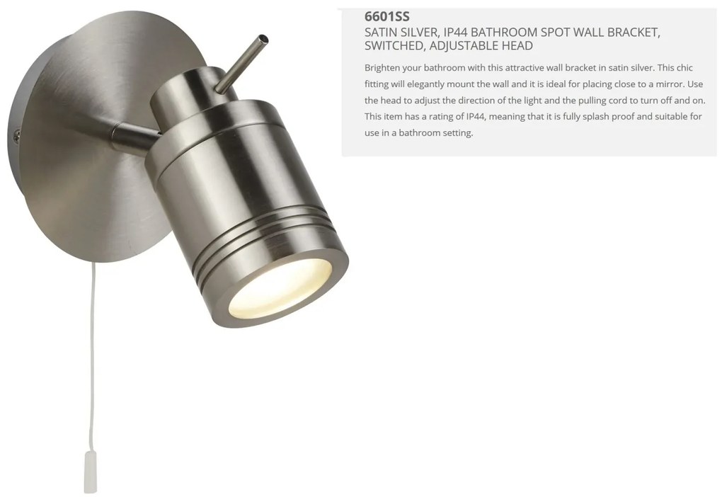 Aplica de perete directionabila pentru baie IP44 Samson 6601SS SRT