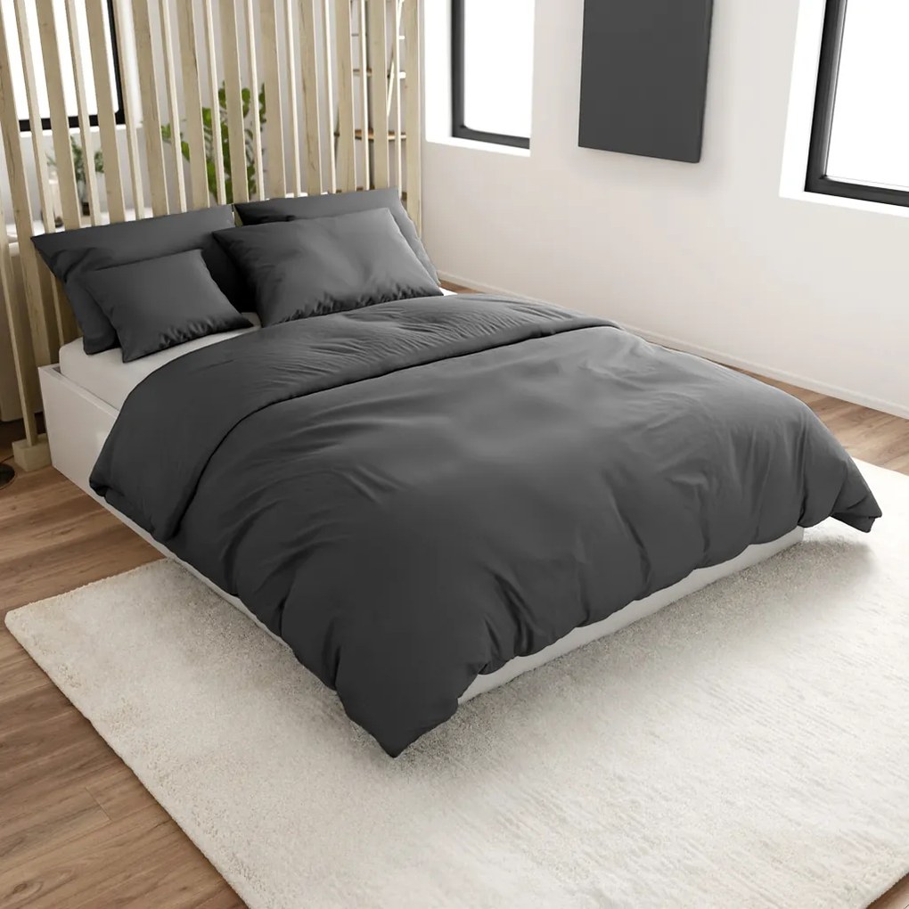 Lenjerie de pat din bumbac LUX gri inchis cu buzunar hotelier Dimensiune lenjerie de pat: 70 x 90 cm | 140 x 220 cm