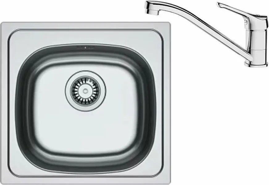 Set chiuveta bucatarie inox Franke Spark 45.5x43.5 cm cu 1 cuva finisaj texturat si baterie crom