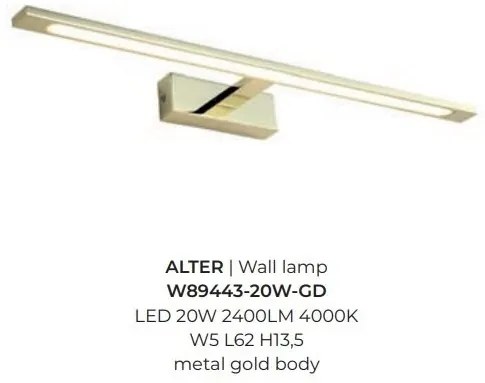Aplica de perete LED pentru oglinda sau tablou ALTER auriu 20W