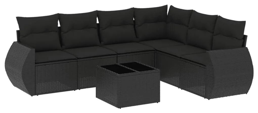 3253752 vidaXL Set canapele de grădină cu perne, 7 piese, negru, poliratan