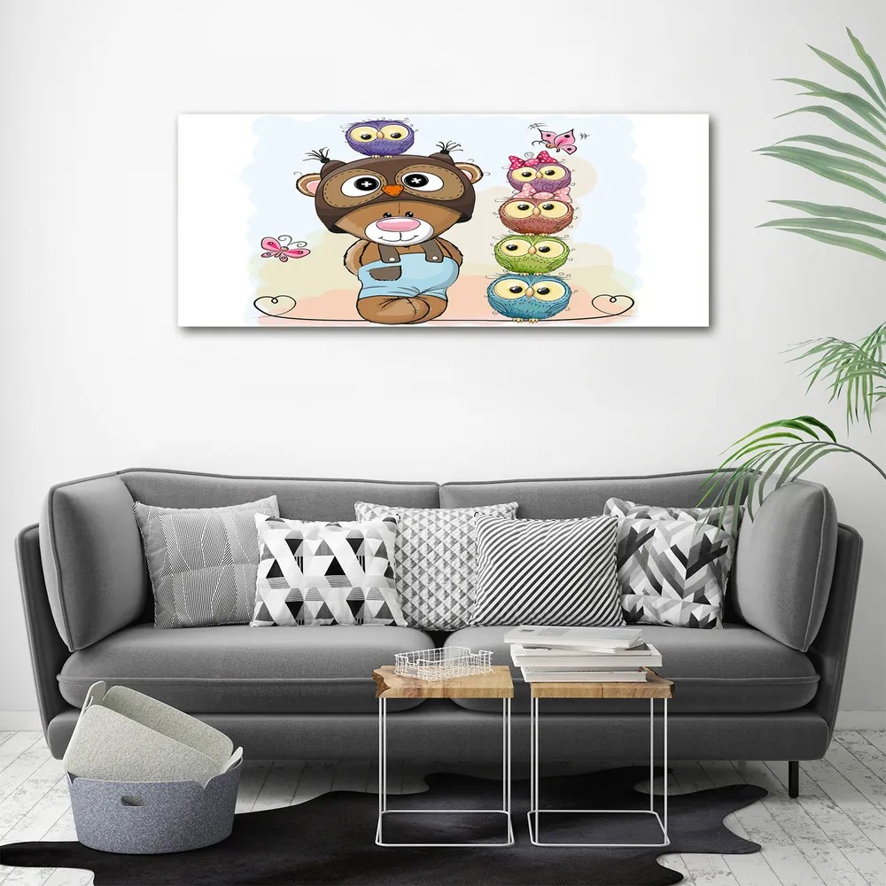 Tablou pe pânză canvas Ursul și owl