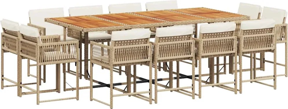 vidaXL Set mobilier de grădină cu perne, 13 piese, bej, poliratan