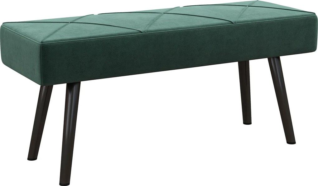 HOMCOM Bancă pentru Capătul Patului, Bancă cu Picioare din Oțel și Țesătură cu Efect de Catifea, 100x36x45 cm, Verde | Aosom Romania