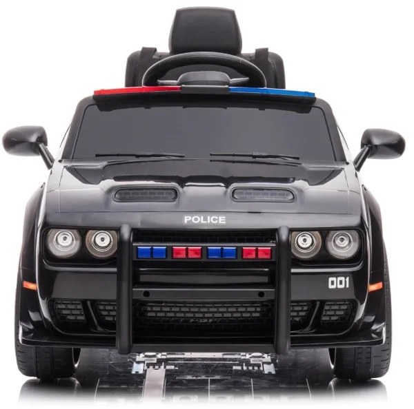 Mașinuță electrică de poliție Dodge Challenger 50W/4500 mAh negru/alb