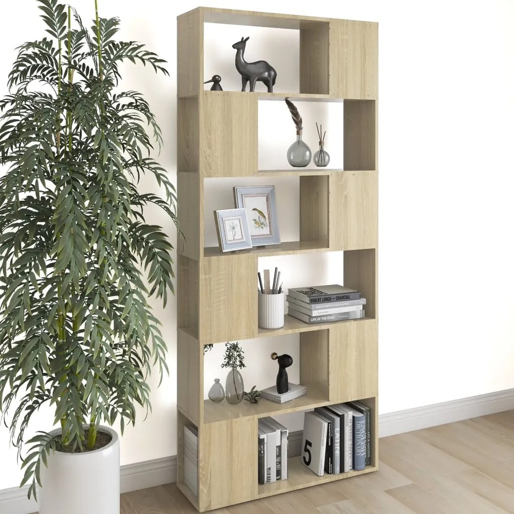 809155 vidaXL Bibliotecă/Separator cameră, stejar sonoma, 80x24x186 cm, PAL
