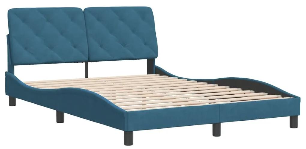 3207915 vidaXL Cadru de pat cu tăblie, albastru, 120x200 cm, catifea